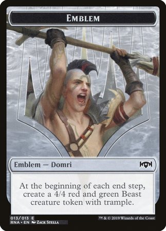 Emblem - Domri, Chaos Bringer [Ravnica Allegiance Tokens] | Mindsight Gaming