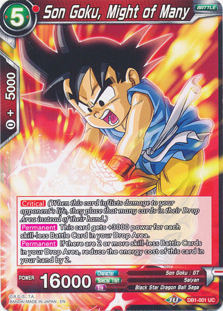 Son Goku, Might of Many (DB1-001) [Dragon Brawl] | Mindsight Gaming