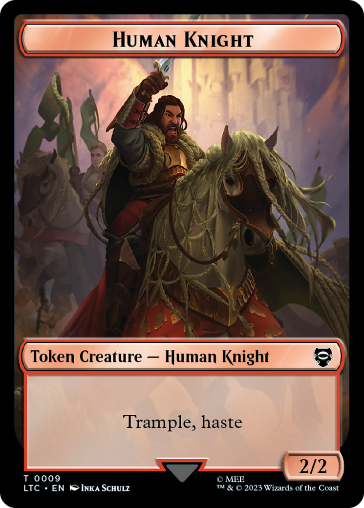 Human Knight // Human Double-Sided Token [The Lord of the Rings: Tales of Middle-Earth Commander Tokens] | Mindsight Gaming