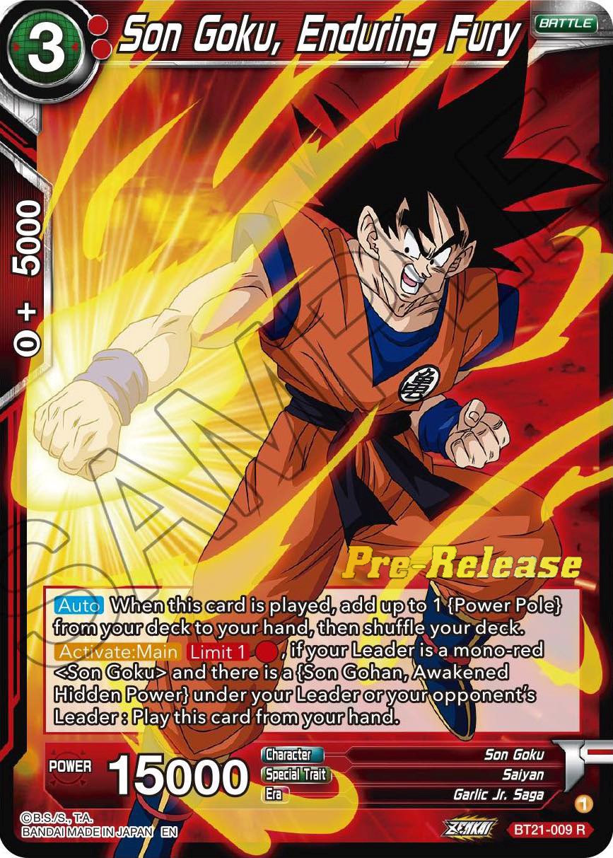Son Goku, Enduring Fury (BT21-009) [Wild Resurgence Pre-Release Cards] | Mindsight Gaming
