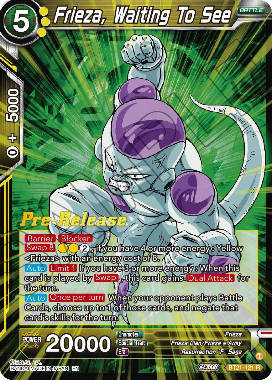 Frieza, Waiting To See (BT21-121) [Wild Resurgence Pre-Release Cards] | Mindsight Gaming