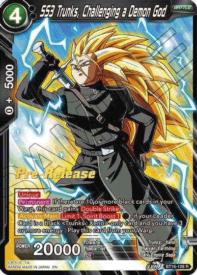 SS3 Trunks, Challenging a Demon God (BT16-108) [Realm of the Gods Prerelease Promos] | Mindsight Gaming