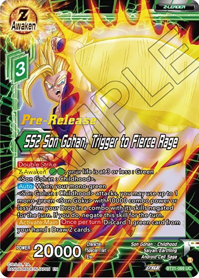 SS2 Son Gohan, Trigger to Fierce Rage (BT21-069) [Wild Resurgence Pre-Release Cards] | Mindsight Gaming