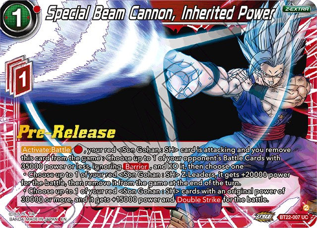 Special Beam Cannon, Inherited Power (BT22-007) [Critical Blow Prerelease Promos] | Mindsight Gaming