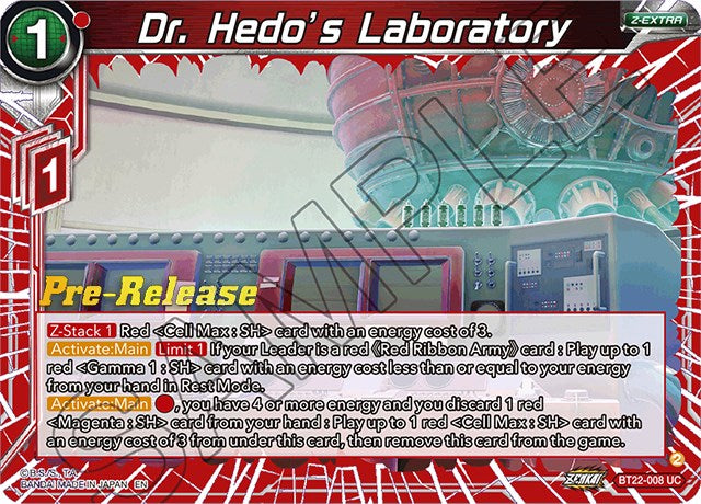 Dr. Hedo's Laboratory (BT22-008) [Critical Blow Prerelease Promos] | Mindsight Gaming