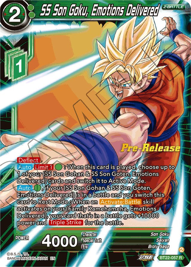 SS Son Goku, Emotions Delivered (BT22-057) [Critical Blow Prerelease Promos] | Mindsight Gaming