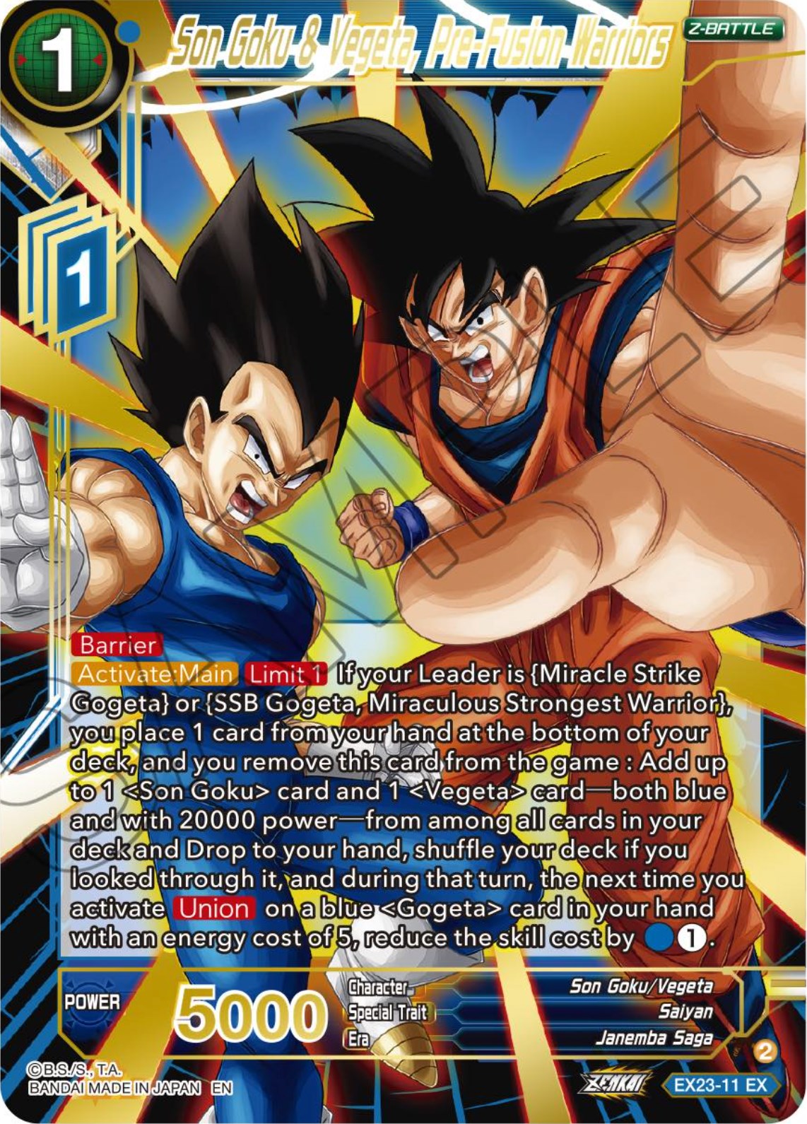 Son Goku & Vegeta, Pre-Fusion Warriors (EX23-11) [Premium Anniversary Box 2023] | Mindsight Gaming