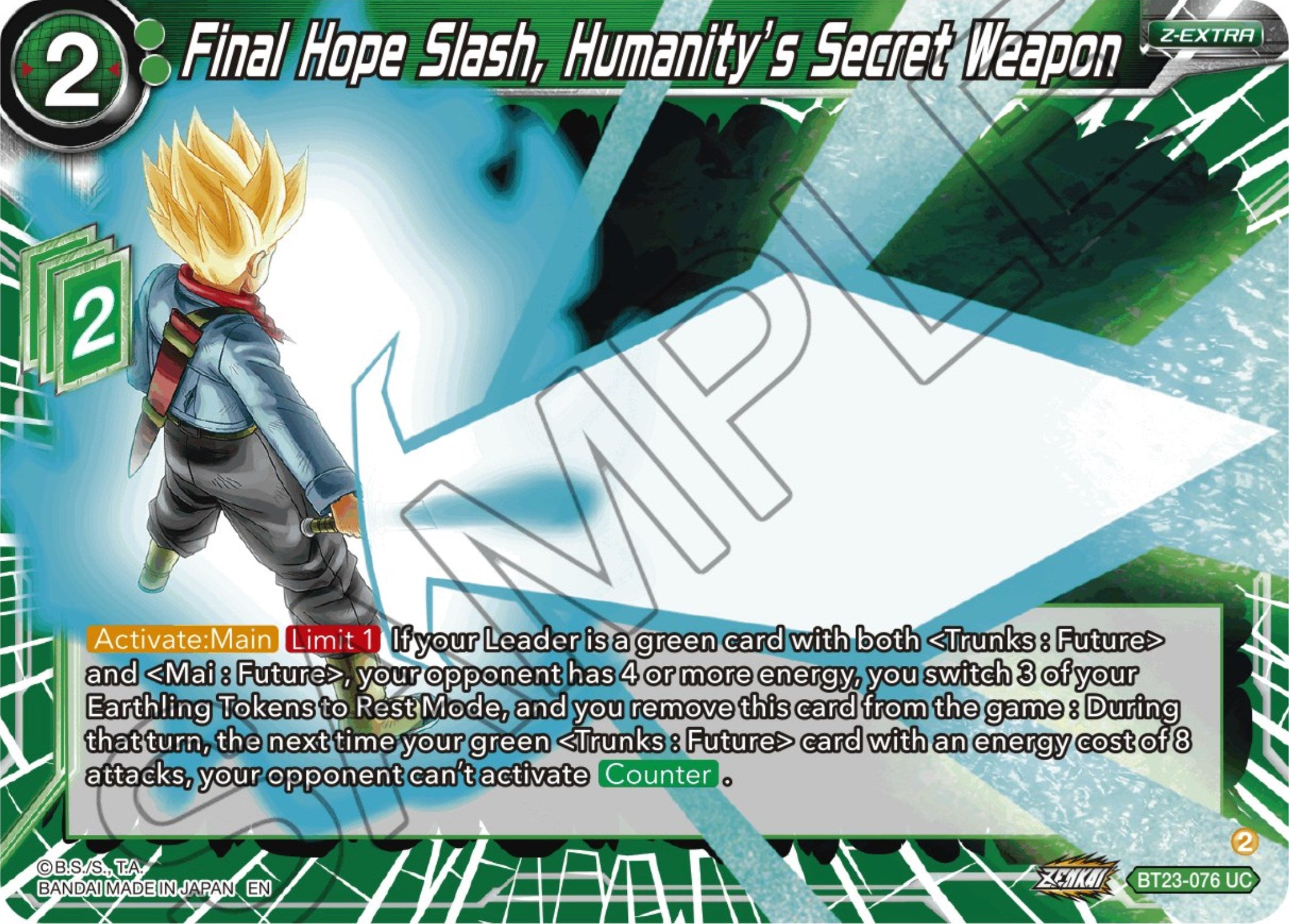 Final Hope Slash, Humanity's Secret Weapon (BT23-076) [Perfect Combination] | Mindsight Gaming