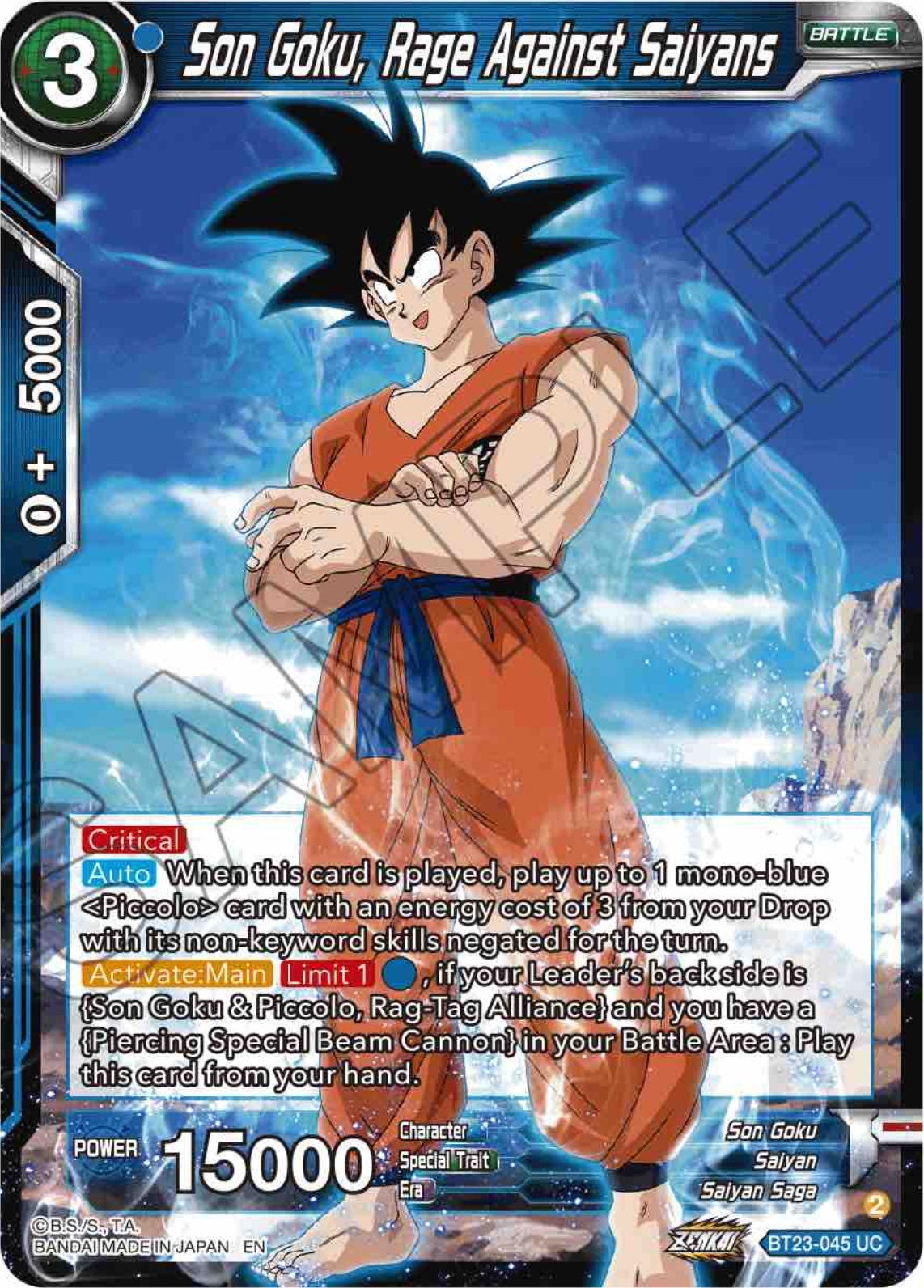 Son Goku, Rage Against Saiyans (BT23-045) [Perfect Combination] | Mindsight Gaming