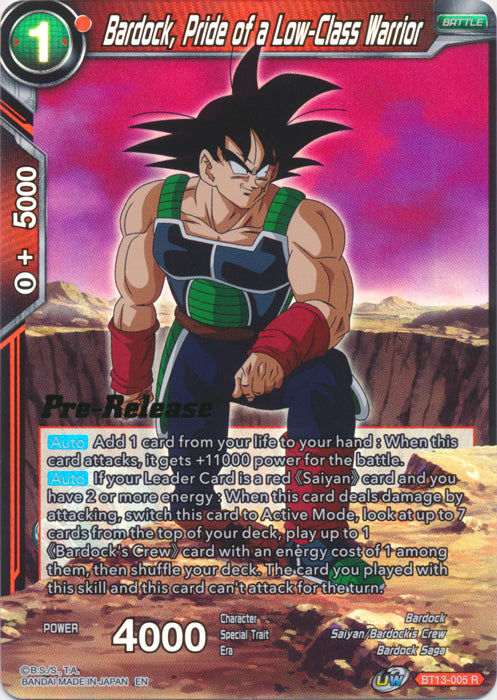 Bardock, Pride of a Low-Class Warrior (BT13-005) [Supreme Rivalry Prerelease Promos] | Mindsight Gaming