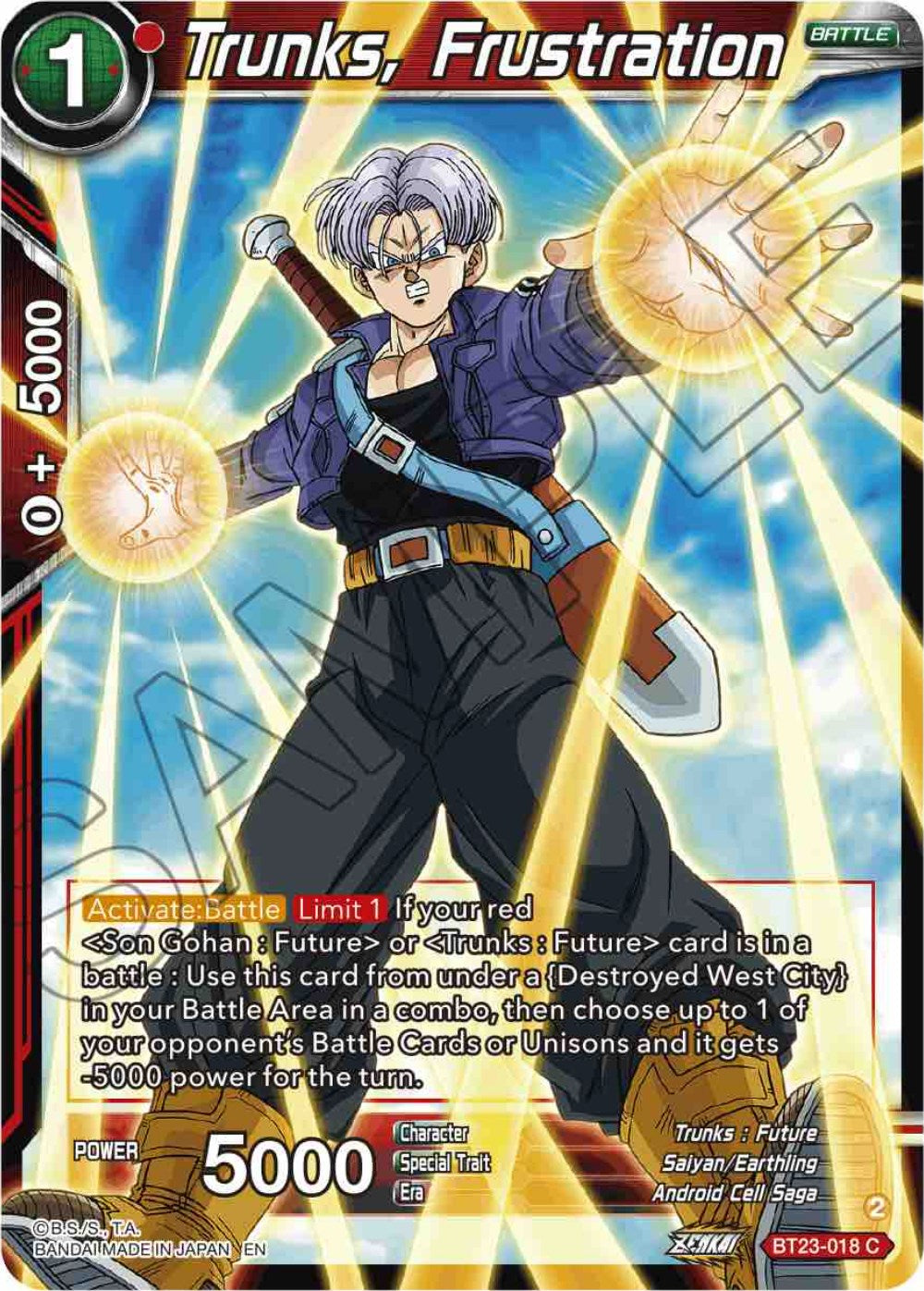 Trunks, Frustration (BT23-018) [Perfect Combination] | Mindsight Gaming