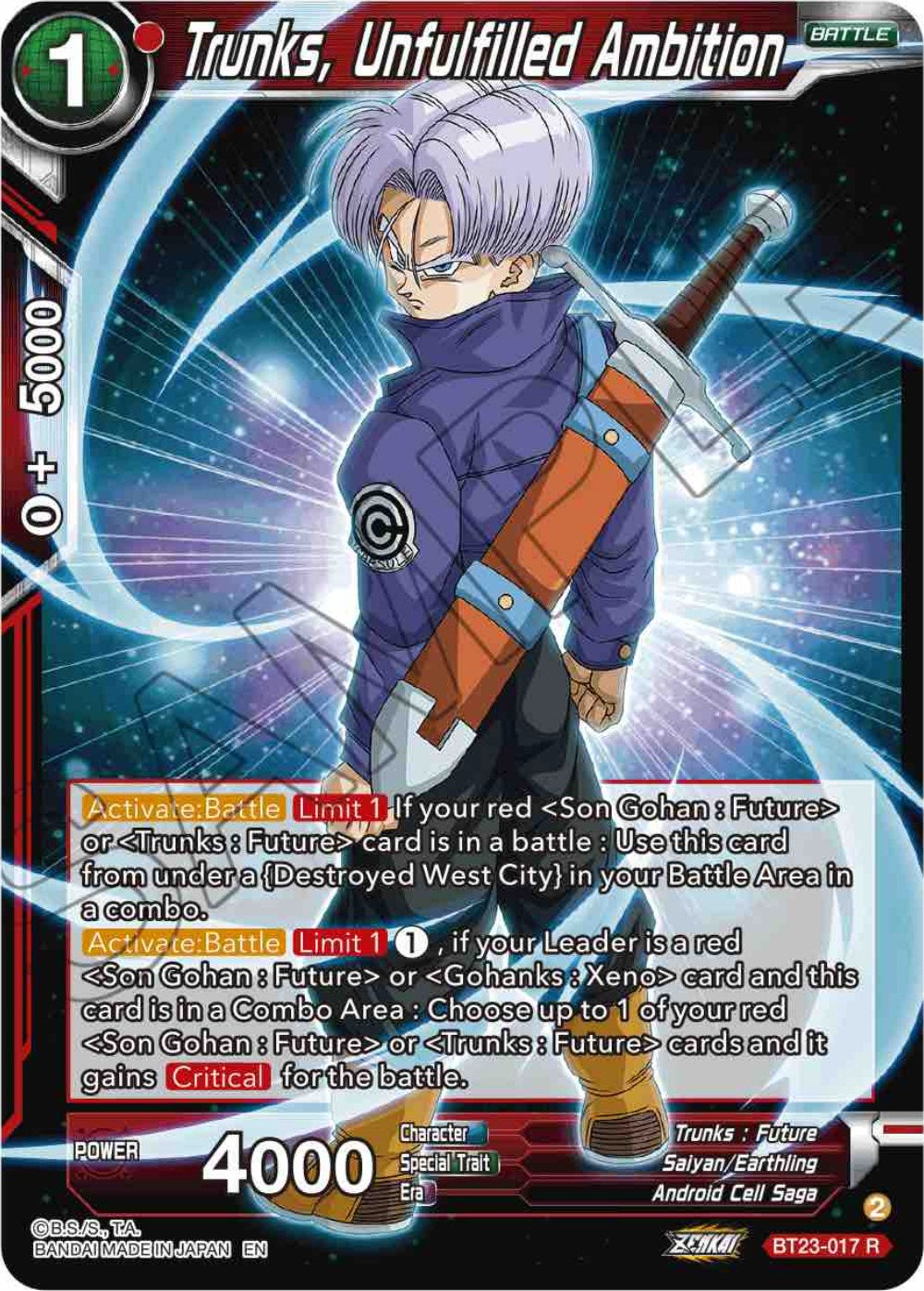Trunks, Unfulfilled Ambition (BT23-017) [Perfect Combination] | Mindsight Gaming