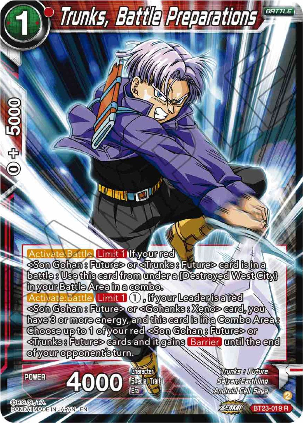 Trunks, Battle Preparations (BT23-019) [Perfect Combination] | Mindsight Gaming