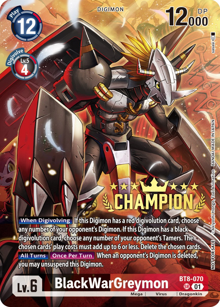 BlackWarGreymon [BT8-070] (Digimon 3-On-3 November 2023 Champion) [New Awakening] | Mindsight Gaming