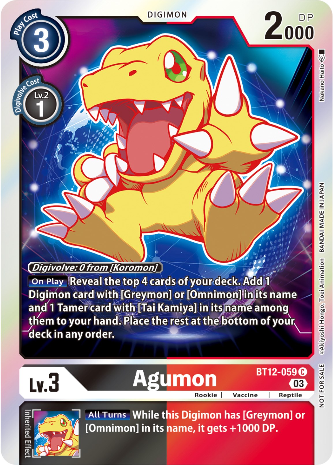 Agumon [BT12-059] (Official Tournament Pack Vol.11) [Across Time] | Mindsight Gaming