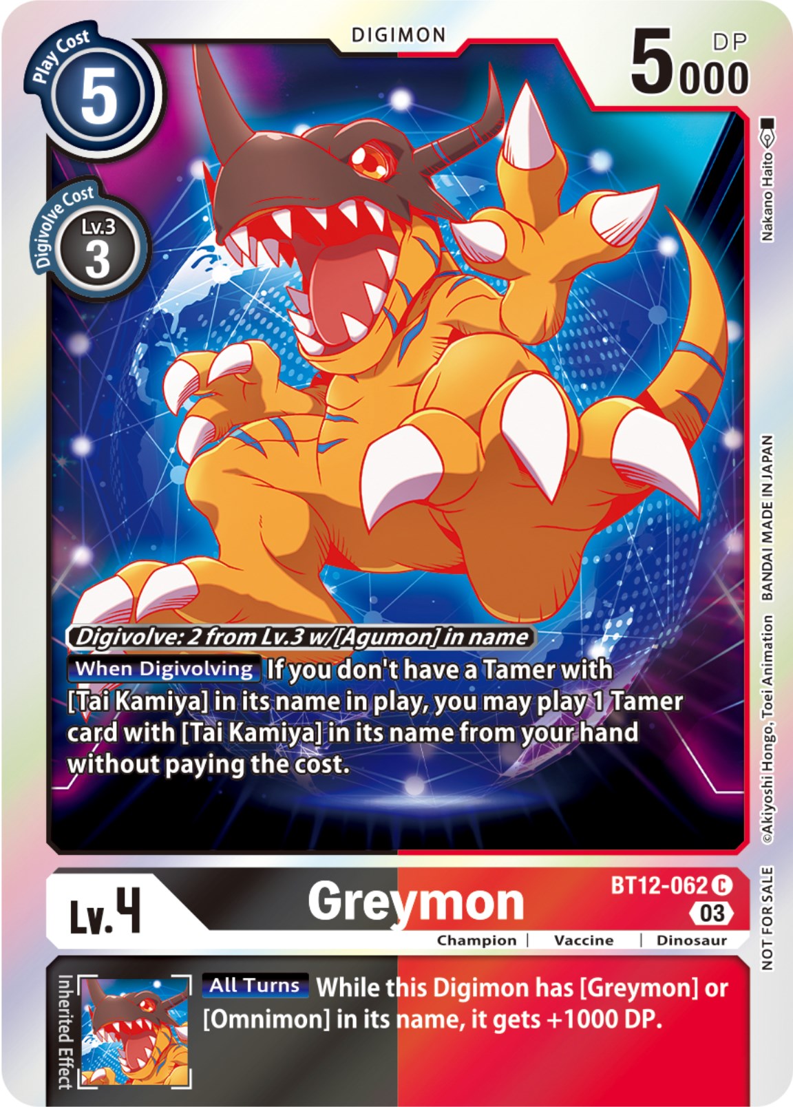 Greymon [BT12-062] (Official Tournament Pack Vol.11) [Across Time] | Mindsight Gaming