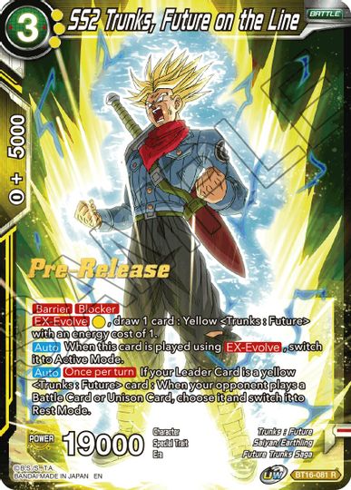 SS2 Trunks, Future on the Line (BT16-081) [Realm of the Gods Prerelease Promos] | Mindsight Gaming