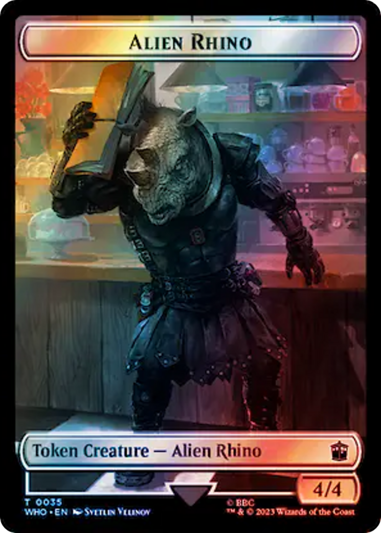 Alien Rhino // Clue (0054) Double-Sided Token (Surge Foil) [Doctor Who Tokens] | Mindsight Gaming