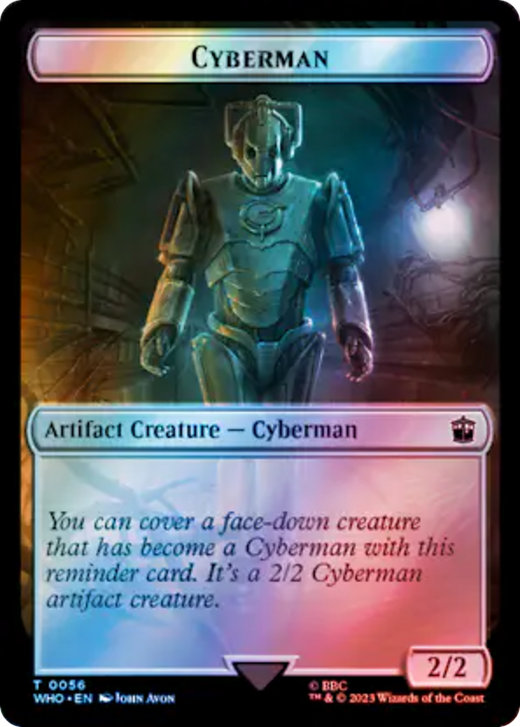 Warrior // Cyberman Double-Sided Token (Surge Foil) [Doctor Who Tokens] | Mindsight Gaming
