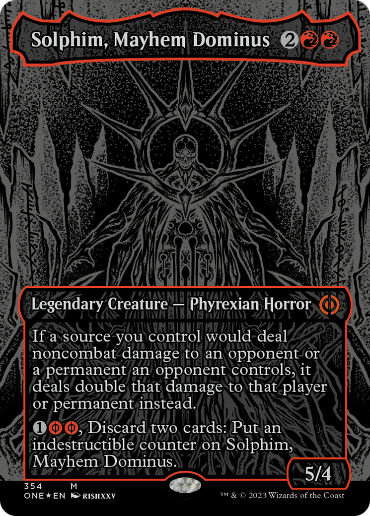 Solphim, Mayhem Dominus (Oil Slick Raised Foil) [Phyrexia: All Will Be One] | Mindsight Gaming