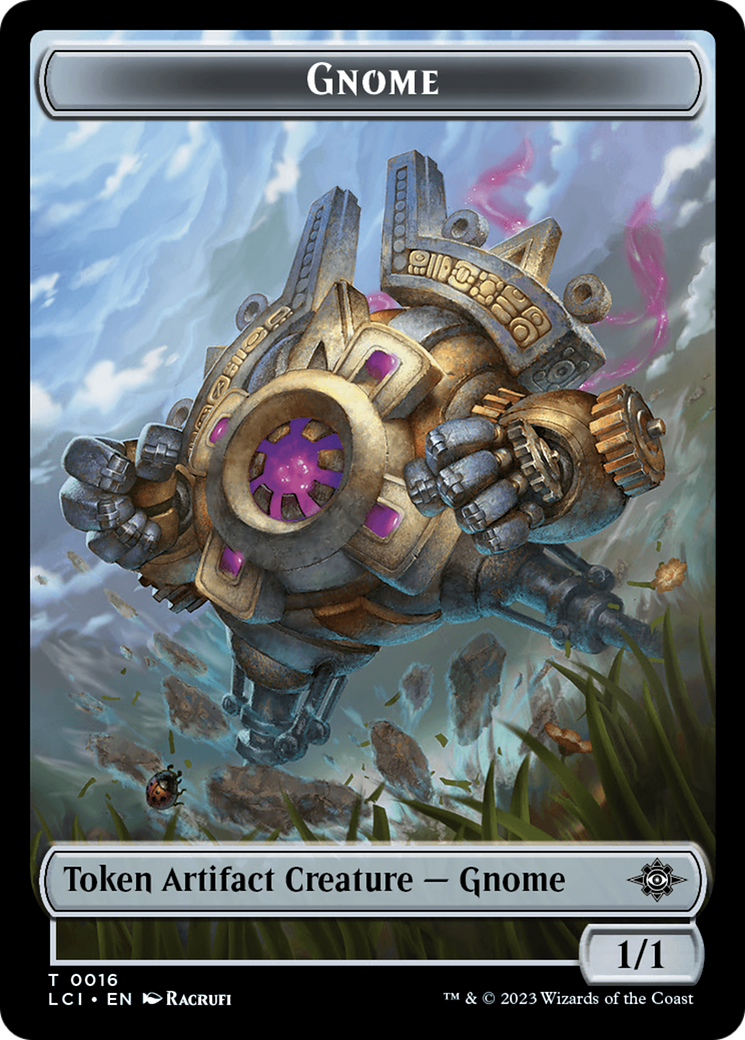 Gnome // Dinosaur (0010) Double-Sided Token [The Lost Caverns of Ixalan Tokens] | Mindsight Gaming