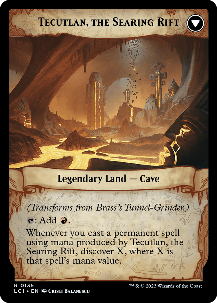 Brass's Tunnel-Grinder // Tecutlan, the Searing Rift [The Lost Caverns of Ixalan Prerelease Cards] | Mindsight Gaming
