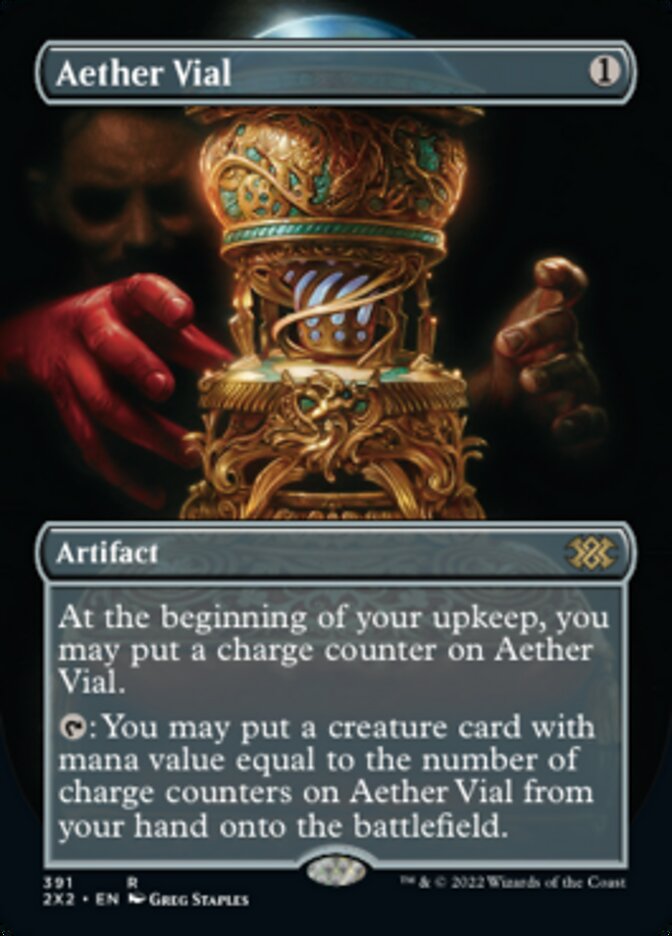 Aether Vial (Borderless Alternate Art) [Double Masters 2022] | Mindsight Gaming
