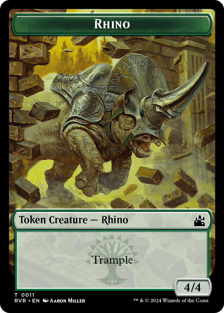 Elf Knight // Rhino Double-Sided Token [Ravnica Remastered Tokens] | Mindsight Gaming