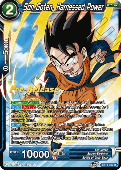 Son Goten, Harnessed Power (BT16-029) [Realm of the Gods Prerelease Promos] | Mindsight Gaming