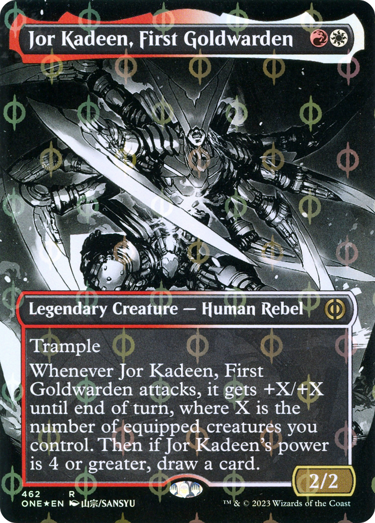Jor Kadeen, First Goldwarden (Borderless Manga Step-and-Compleat Foil) [Phyrexia: All Will Be One] | Mindsight Gaming
