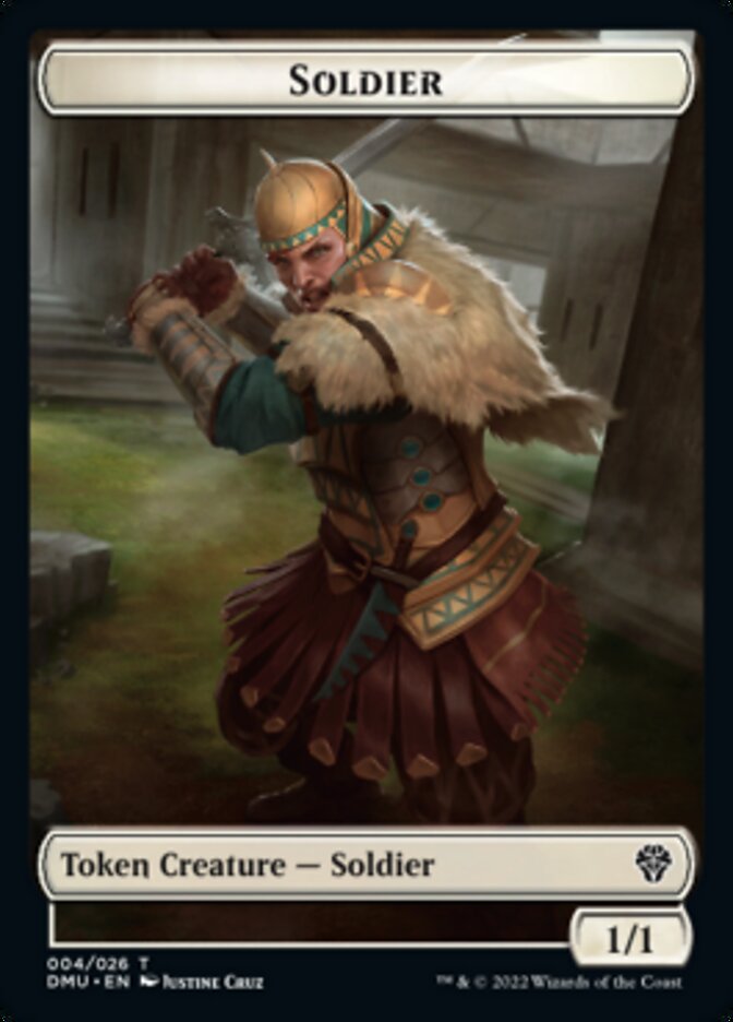 Soldier // Ajani, Sleeper Agent Emblem Double-sided Token [Dominaria United Tokens] | Mindsight Gaming