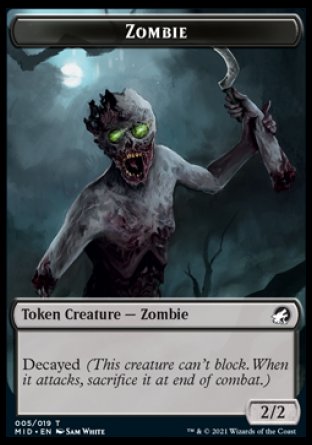 Zombie (005) // Clue Double-sided Token [Innistrad: Midnight Hunt Tokens] | Mindsight Gaming