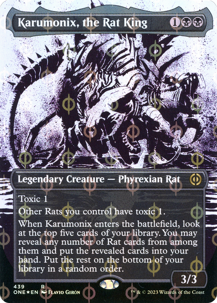 Karumonix, the Rat King (Borderless Ichor Step-and-Compleat Foil) [Phyrexia: All Will Be One] | Mindsight Gaming
