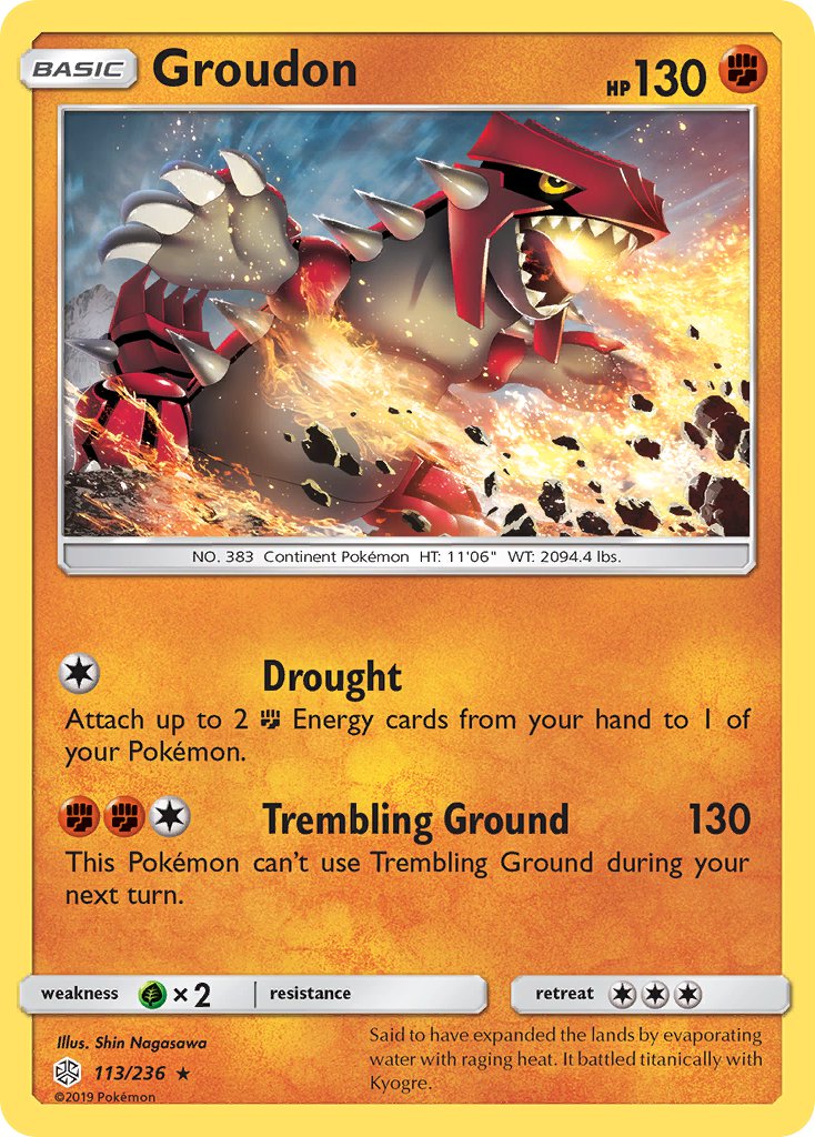 Groudon (113/236) (Cracked Ice Holo) (Theme Deck Exclusive) [Sun & Moon: Cosmic Eclipse] | Mindsight Gaming