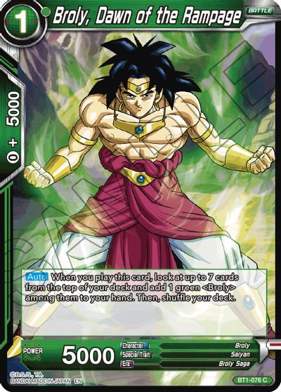 Broly, Dawn of the Rampage (Reprint) (BT1-076) [Battle Evolution Booster] | Mindsight Gaming