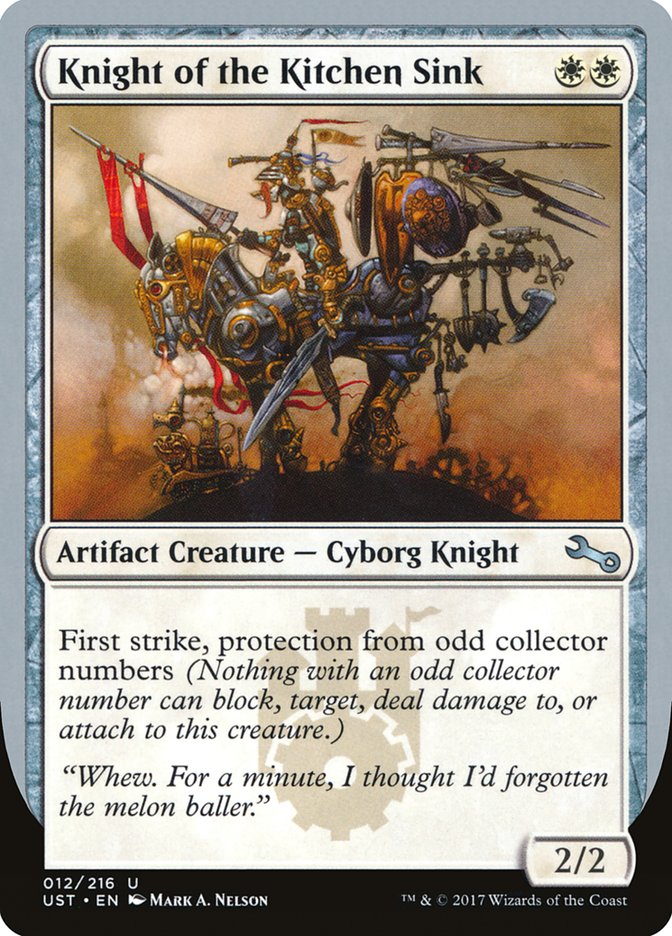 Knight of the Kitchen Sink ("protection from odd collector numbers") [Unstable] | Mindsight Gaming