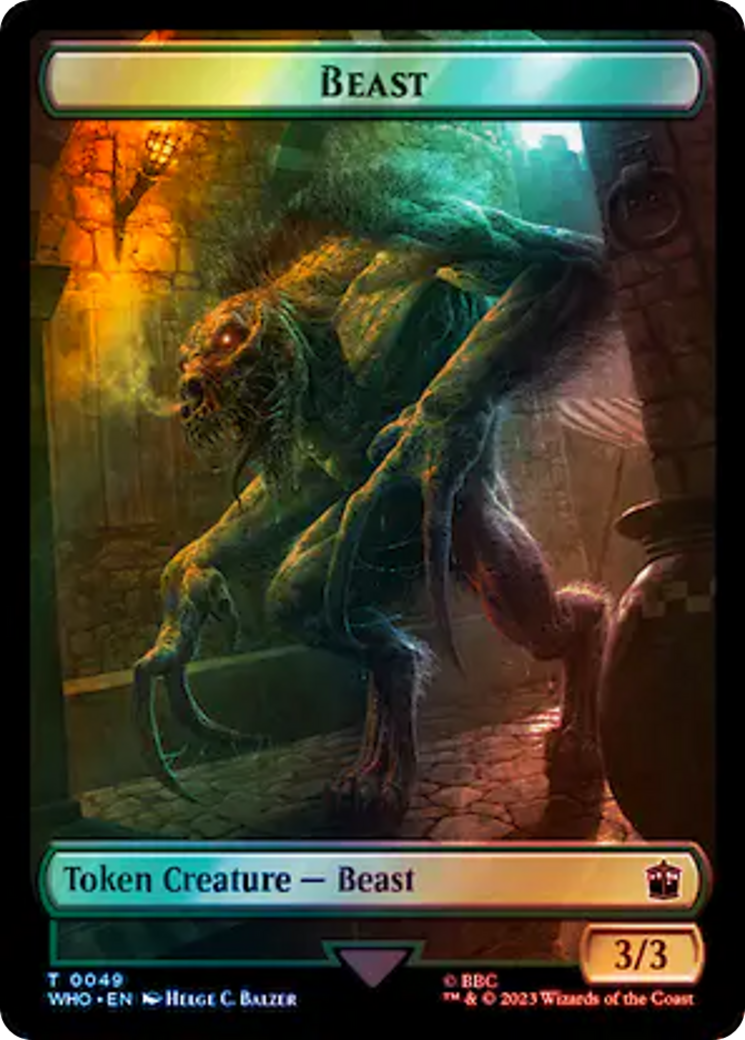 Alien Rhino // Beast Double-Sided Token (Surge Foil) [Doctor Who Tokens] | Mindsight Gaming