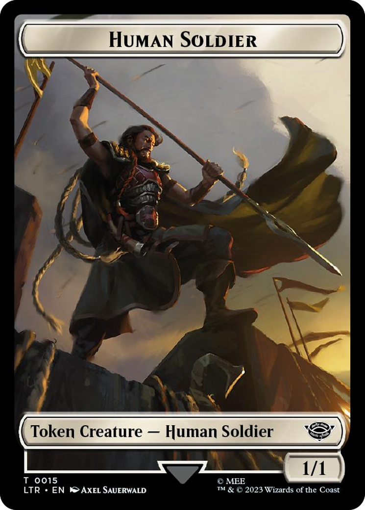 Human Soldier (0015) // Food (0022) Double-Sided Token (Surge Foil) [The Lord of the Rings: Tales of Middle-Earth Tokens] | Mindsight Gaming