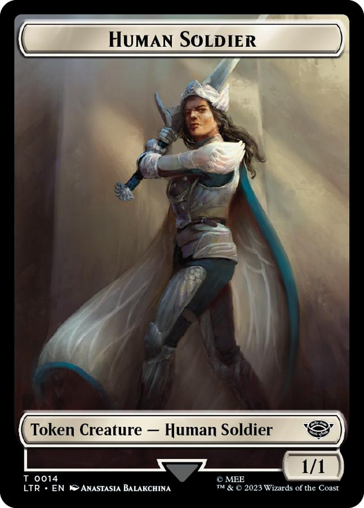 Human Soldier (0014) // Food (0023) Double-Sided Token (Surge Foil) [The Lord of the Rings: Tales of Middle-Earth Tokens] | Mindsight Gaming