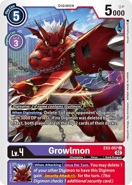 Growlmon [EX3-057] [Revision Pack Cards] | Mindsight Gaming