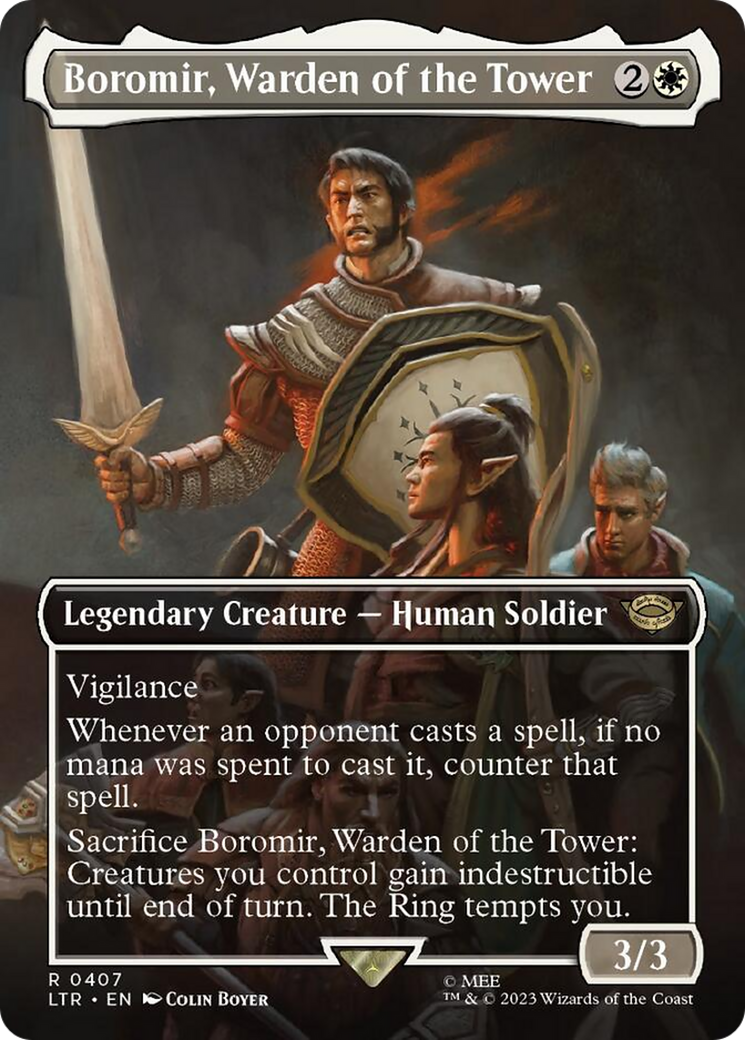 Boromir, Warden of the Tower (Borderless Alternate Art) [The Lord of the Rings: Tales of Middle-Earth] | Mindsight Gaming