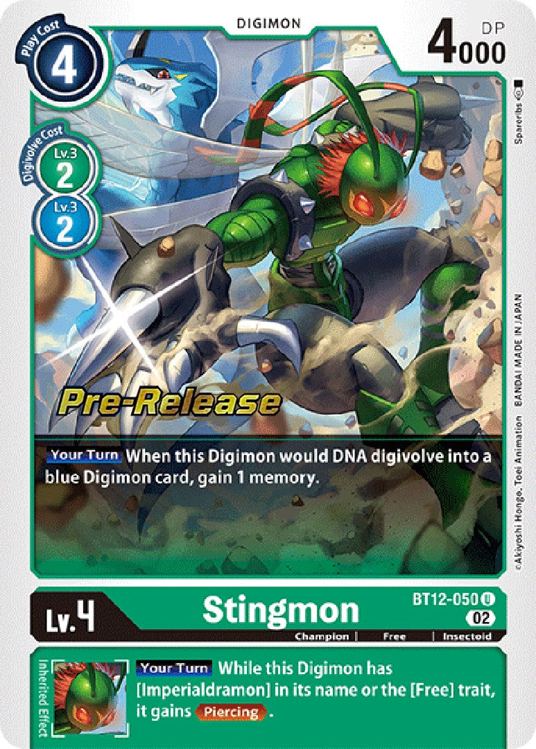 Stingmon [BT12-050] [Across Time Pre-Release Cards] | Mindsight Gaming