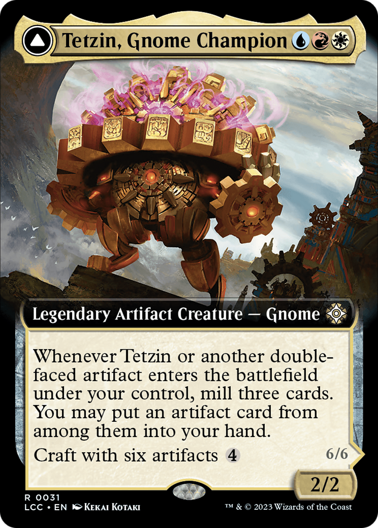 Tetzin, Gnome Champion // The Golden-Gear Colossus (Extended Art) [The Lost Caverns of Ixalan Commander] | Mindsight Gaming