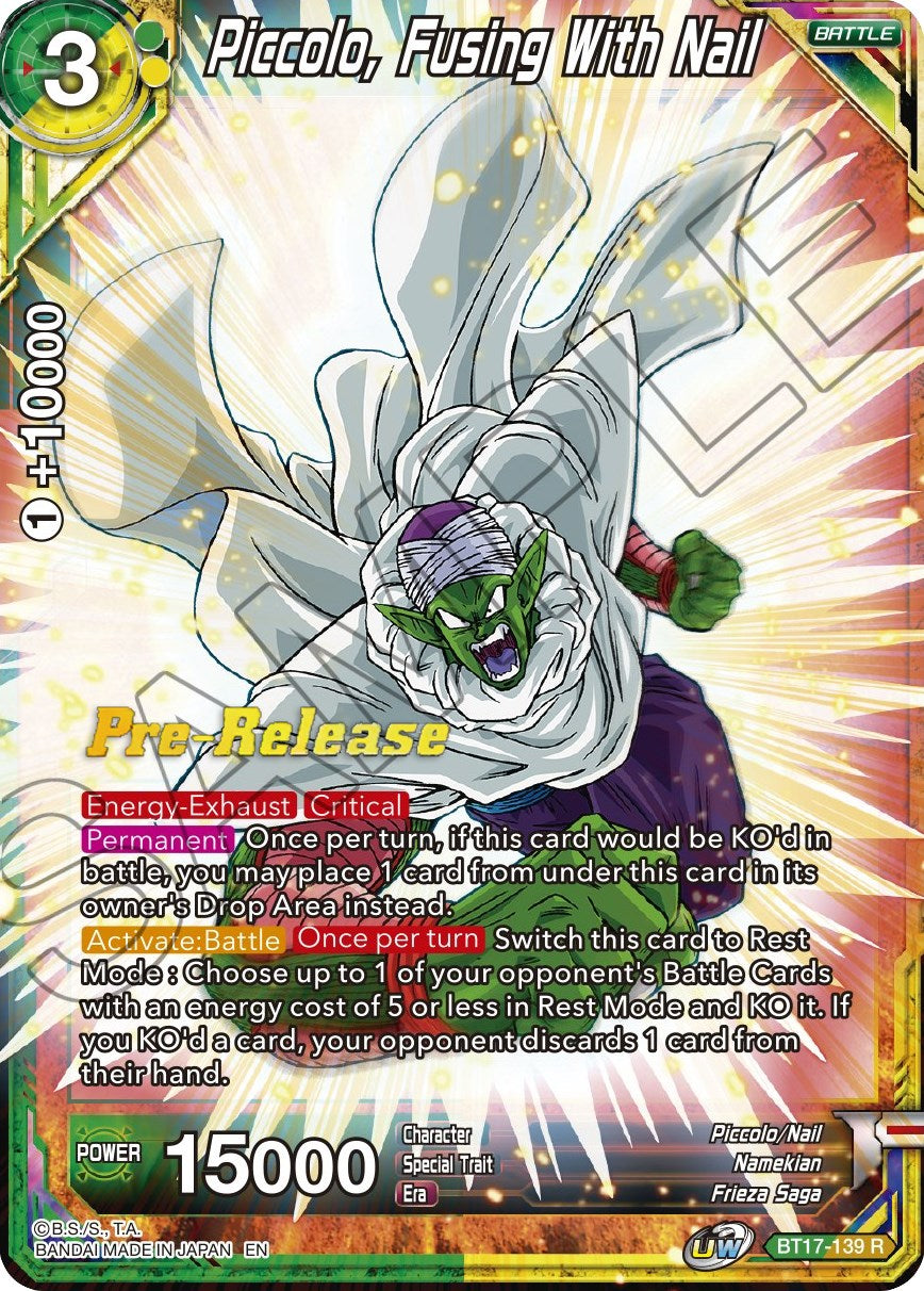 Piccolo, Fusing With Nail (BT17-139) [Ultimate Squad Prerelease Promos] | Mindsight Gaming