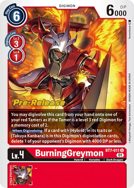 BurningGreymon [BT7-011] [Next Adventure Pre-Release Cards] | Mindsight Gaming