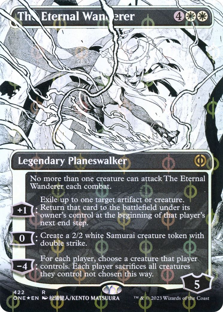 The Eternal Wanderer (Borderless Manga Step-and-Compleat Foil) [Phyrexia: All Will Be One] | Mindsight Gaming