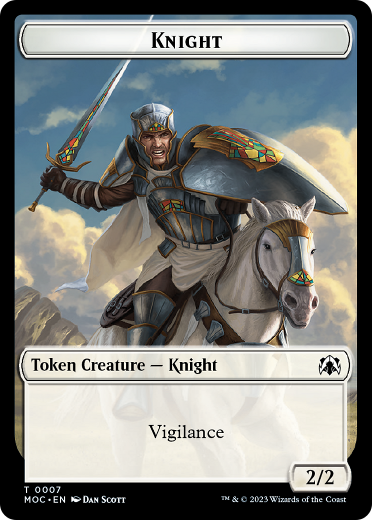 Knight (7) // Spirit (14) Double-Sided Token [March of the Machine Commander Tokens] | Mindsight Gaming