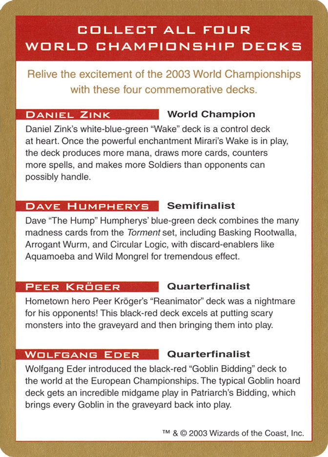 2003 World Championships Ad [World Championship Decks 2003] | Mindsight Gaming