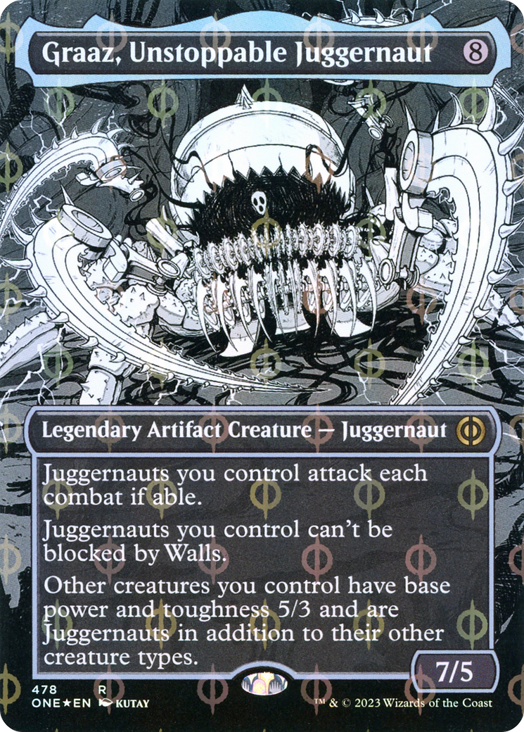 Graaz, Unstoppable Juggernaut (Borderless Manga Step-and-Compleat Foil) [Phyrexia: All Will Be One] | Mindsight Gaming