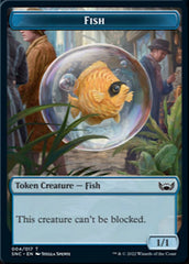 Fish // Rhino Warrior Double-sided Token [Streets of New Capenna Tokens] | Mindsight Gaming